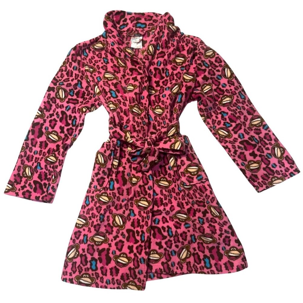 Bobby-Jack Girls Pink Leopard Robe 14/16‎ – Cartoon Monkey Bathrobe 32" AOP